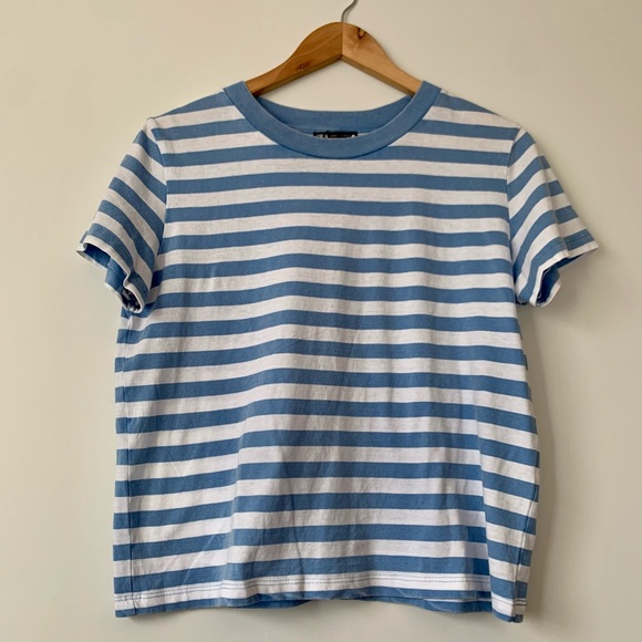 Zara Tops - ZARA Striped Cropped Short Sleeve T-Shirt | Medium